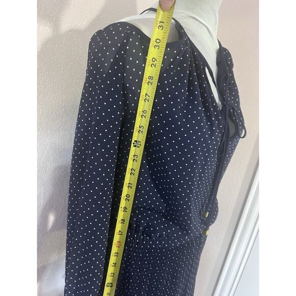 MICHAEL KORS DRESS BLUE WHITE POLKA DOTS LONG SLEEVES RUCHED TIMELESS PREPPY S - Picture 4 of 12